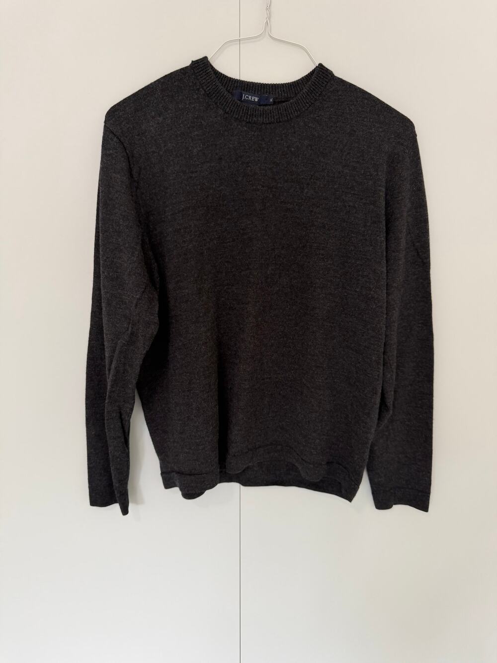 J.CREW Vintage 100% Merino Wool Heathered Gray Crewneck Sweater